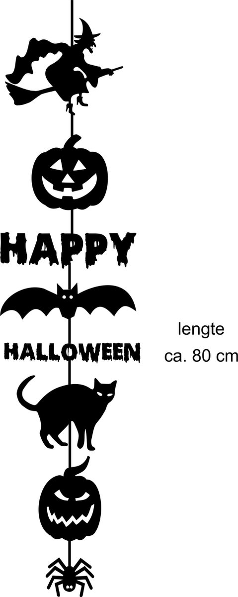 Herbruikbare Raamsticker slinger Halloween 1 - zwart | Raamslinger | Raamdecoratie | Halloweenversiering | Raamversiering | Raamstickers