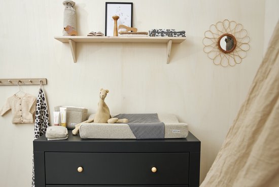 Meyco Baby Knit Basic aankleedkussenhoes - sand melange - 50x70cm