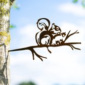 Metalbird - Déco Décoration de jardin - Ecureuil - Décoration de jardin métal rouille - 30x17cm - Acier corten
