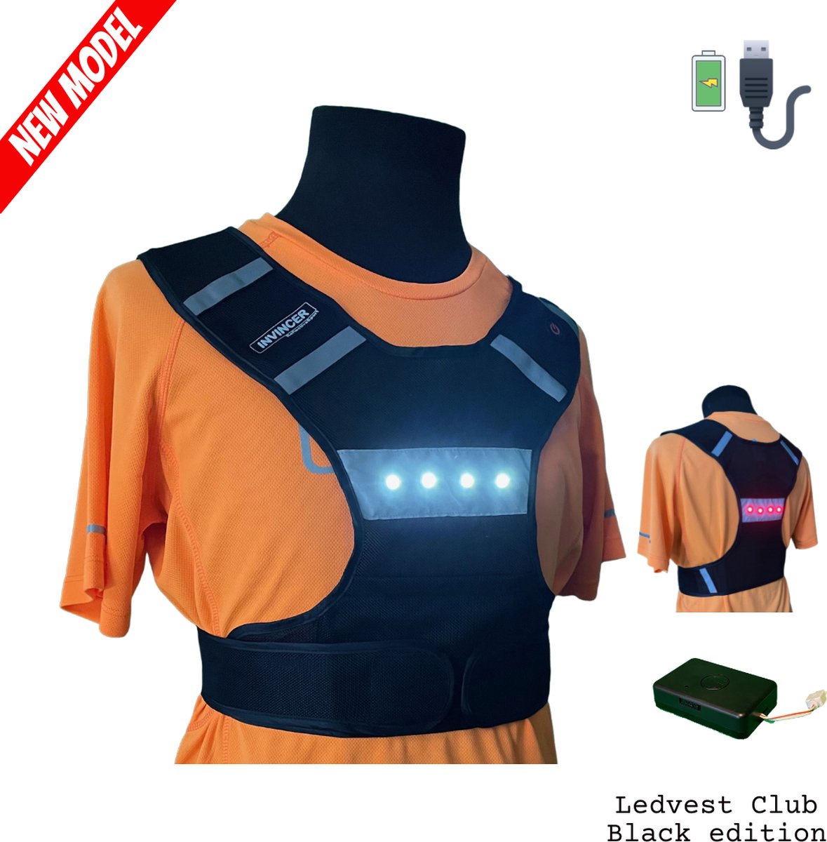 BOWINQ - Lampe de poitrine - Feux de course - Gilet réfléchissant avec  projecteur 