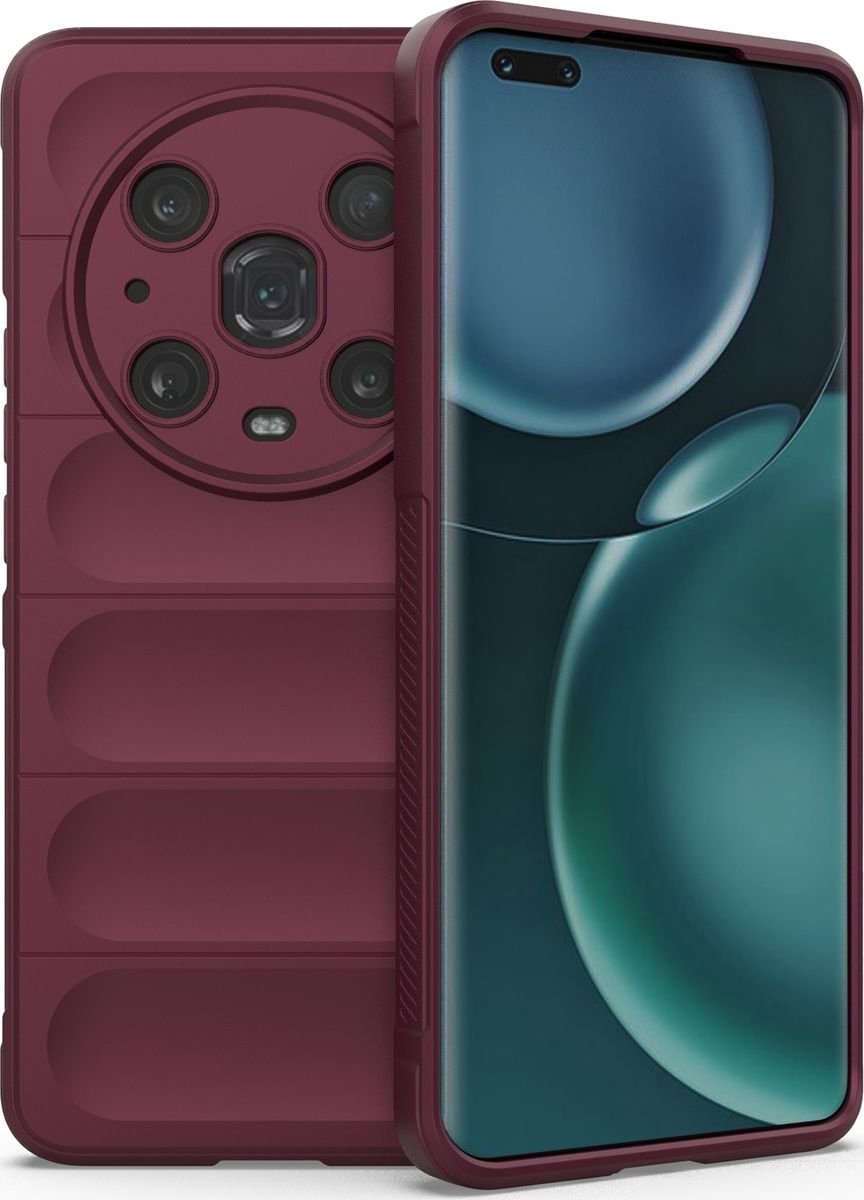 Mobigear Hoesje geschikt voor HONOR Magic 4 Pro Telefoonhoesje Flexibel TPU | Mobigear Bumpy Backcover | Magic 4 Pro Case | Back Cover - Bordeaux Rood