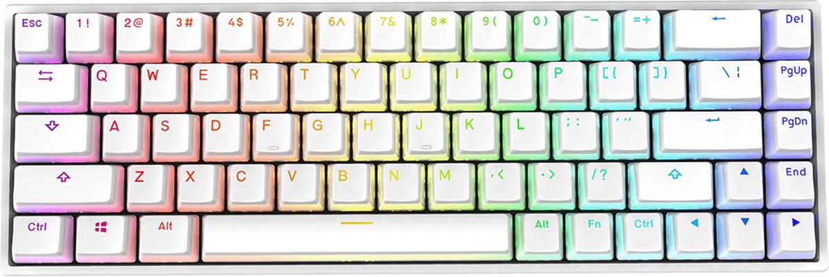 GamaKay MK68 - Mechanische Gaming Toetsenbord - Gateron Optische Schakelaar - Pudding Keycaps - RGB - 68 Toetsen - 65% - Hot Swappable Gaming Toetsenbord - Wit - Gele Schakelaar