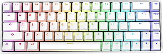 GamaKay MK68 - Mechanische Gaming Toetsenbord - Gateron Optische Schakelaar -  Pudding Keycaps -  RGB - 68 Toetsen - 65% - Hot Swappable Gaming Toetsenbord - Wit - Gele Schakelaar