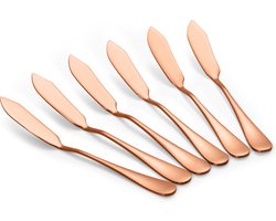 foto van Alheco 6 botermesjes - Smeermessen - Kleine tapas mesjes - RVS - Rosé goud