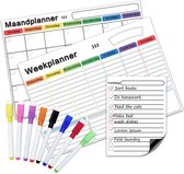 Magnetische Weekplanner Maandplanner - Familieplanner 2023 -  Whiteboard Weekplanner Set - Planbord - Met 8 Markers & Wisser - Inclusief Moodstickers
