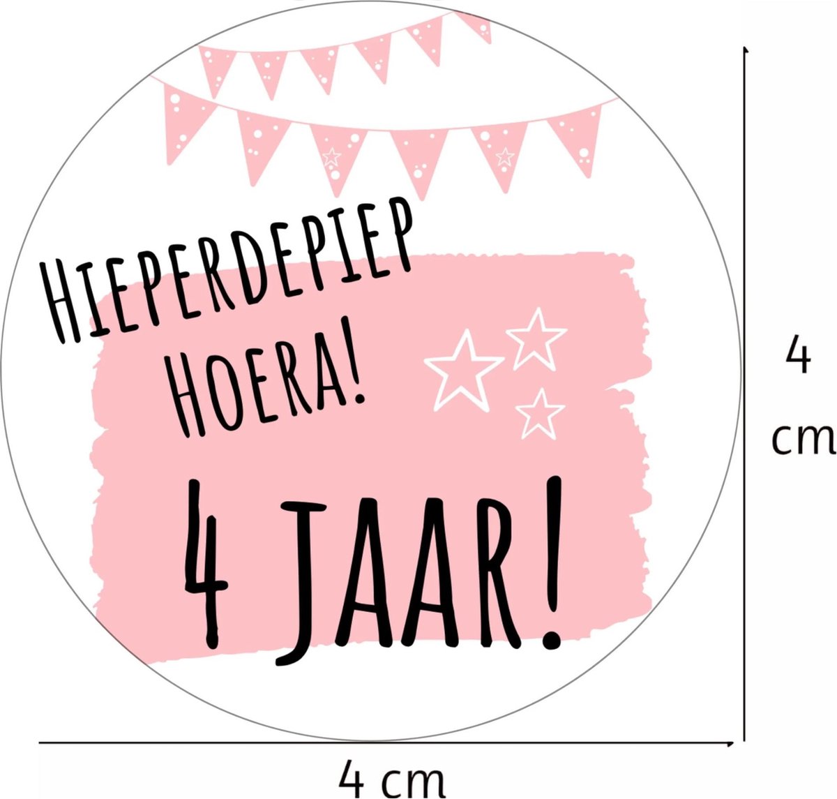 Stickers Trakteren 4 Jaar Verjaardag | Roze Traktatiestickers | Uitdelen | 20 Stuks — afbeelding 4