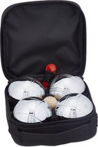 Relaxdays jeu de boules set - accessoires - 4 ballen - but - petanqueballen - outdoor spel