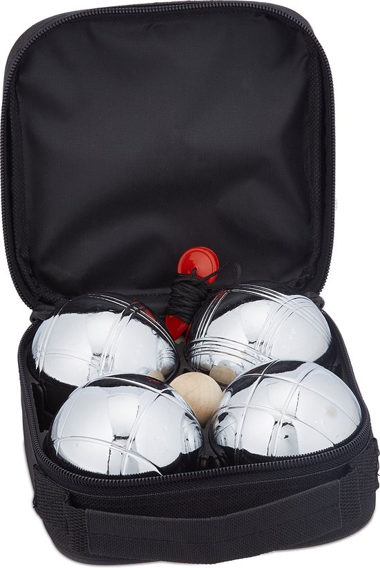 Set de pétanque Relaxdays - accessoires - 4 boules - but - boules de  pétanque - jeu... | bol.com
