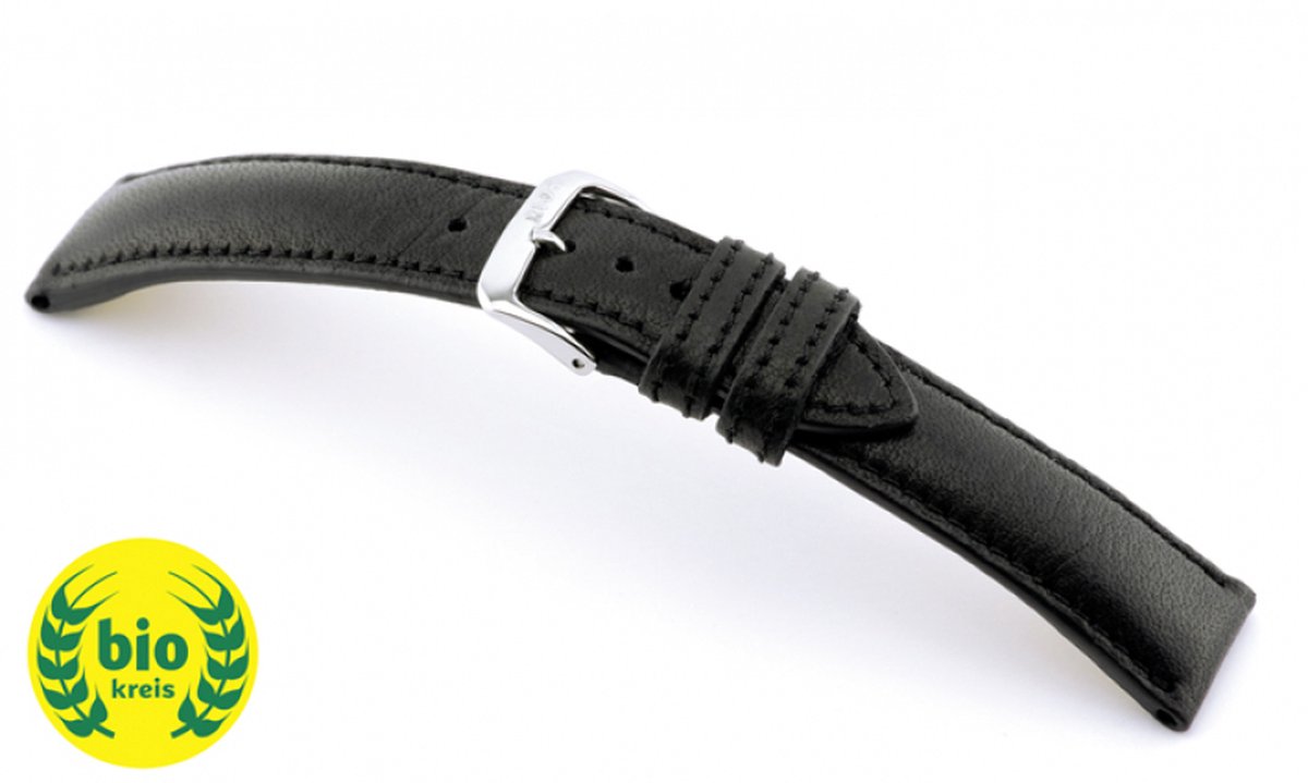 Horlogeband Garmisch zwart - Leer - 22mm