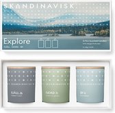 Skandinavisk Explore geurkaars giftset: Fjall + Fjord + Oy