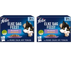 2x Felix - Elke Dag Feest Mix Selectie in Gelei Senior  - Kattenvoer - 12x85g