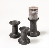 DBT Kandelaar-Kaarsenhouder Terracotta Zwart-Grijs 3 groottes D 14 cm H 17 cm | D 15 cm H 19 cm | D 17 cm H 22 cm  Voordeelaanbod Set van 3 kaarsenhouders
