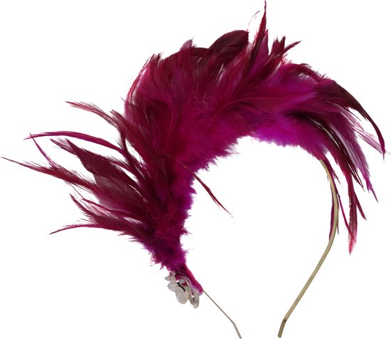 Jessidress® Luxe Haardiadeem Diademen Dames Diadeem Haarband Elegante Hoofdband met veren - Fushia