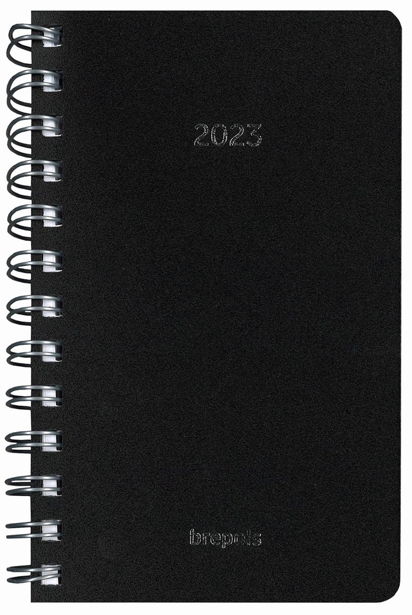 Brepols Agenda 2023 - Building - Polyprop - Wire-O - Geruit - 10 x 16,5 cm - Zwart