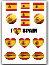 Temporary Tattoo Spanje / Spain (A5 formaat) [Neptattoo - Tijdelijke tatoeage smink schmink versiering - Nep Fake Tattoos - Water overdraagbare festival sticker glitter - Volwassenen Kinderen Jongen Meisje | WK, World Cup, Voetbal]