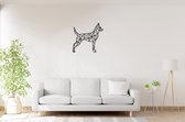 Geometrische Hond 2 - Big - Wanddecoratie - Lasergesneden - Zwart - Geometrische dieren en vormen - Houten dieren - Muurdecoratie - Line art - Wall art
