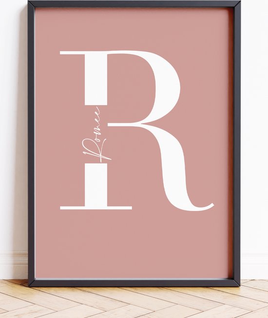 gepersonaliseerde geboorteposter- naam oud roze -A4 - 21 X 29,7 cm