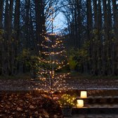 Sapin de Noël Sirius Isaac - H 120 cm - P 40 cm - marron/effet neige - 110 lumières LED - Intérieur et outdoor