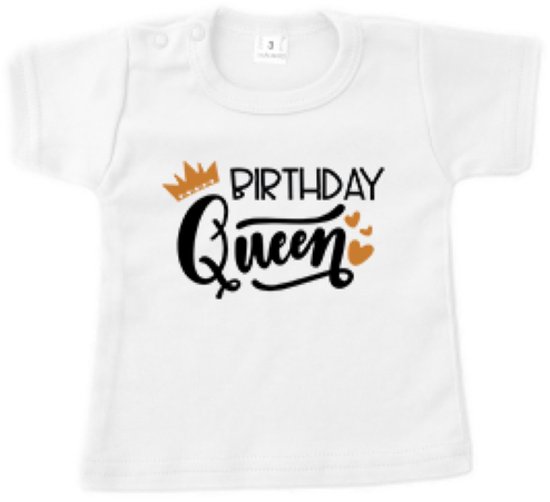 Shirt -Birthday Queen - Maat 98/104 - Verjaardag