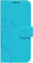 ADEL Kunstleren Book Case Pasjes Portemonnee Hoesje Geschikt voor iPhone 14 Pro - Vlinder Blauw