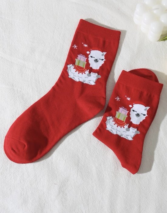 Alpaca sokken - kerst - unisex - rood - kerstcadeau - alpaca - alpacasocks