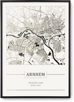 Stadskaart Arnhem - Plattegrond Arnhem – city map – muurdecoratie 30 x 40 cm in lijst