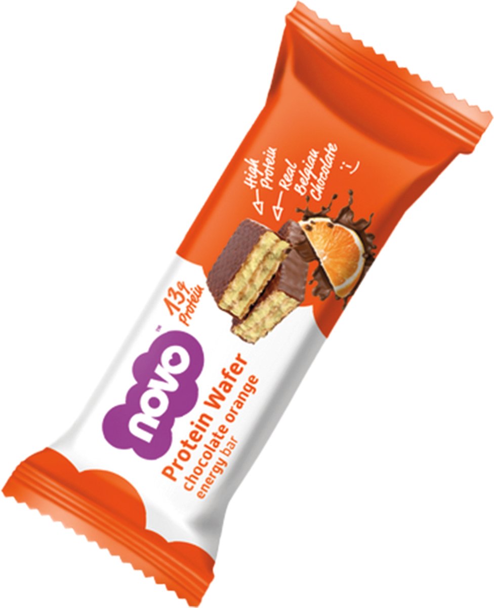 High Protein Wafer (Chocolate Orange - 12 x 40 gram) - Novo - Eiwitreep - Energiereep