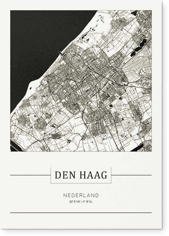Stadskaart Den Haag - Plattegrond Den Haag – city map – Forex muurdecoratie 30 x 40 cm
