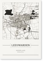Stadskaart Leeuwarden - Plattegrond Leeuwarden – city map – Dibond muurdecoratie 30 x 40 cm