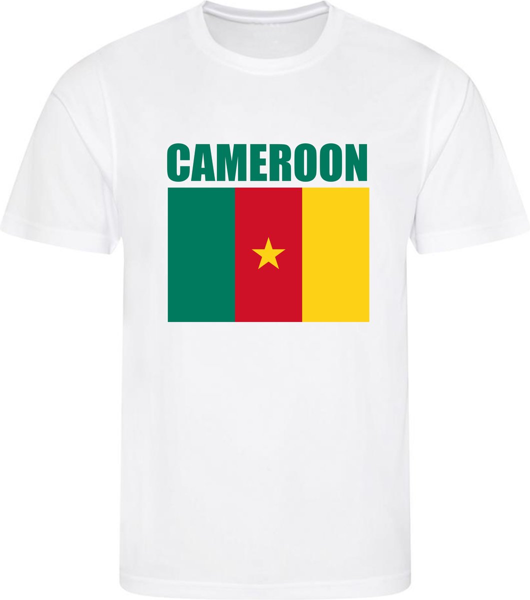 WK - Kameroen - Cameroon - T-shirt Wit - Voetbalshirt - Maat: S - Wereldkampioenschap voetbal