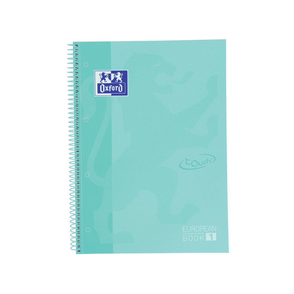 Oxford School Europeanbook - notitieboek - gekleurde rand - A4+ - ruit 5mm - 80 vel - 4 gaats - hardcover - pastel mint