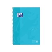 Oxford École Europeanbook - cahier - bordure colorée - A4+ - ligne - 80 feuilles - 4 trous - couverture rigide - bleu pastel