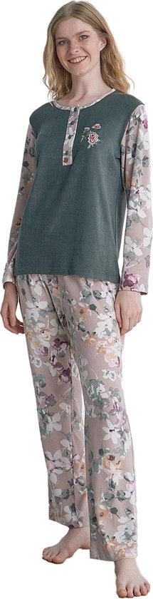 Pijadore - Dames Pyjama Set, Lange Mouwen, Groen - S