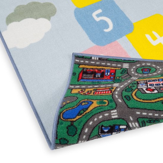 Carpet City & Hinkelspel Speelkleed - Speelmat 80x150 cm - Dubbelzijdig - Vloerkleed Kinderkamer - Antislip Speeltapijt - Verkeerskleed - Hinkelen - Cadeau van Carpet City — afbeelding 5