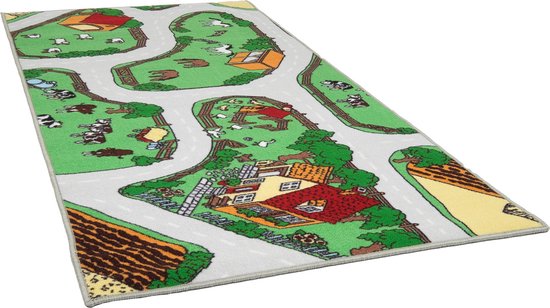 Carpet City & Boerderij Speelkleed - Speelmat 100x200 cm - Dubbelzijdig - Vloerkleed Kinderkamer - Antislip Speeltapijt - Verkeerskleed - Cadeau van Carpet City — afbeelding 3