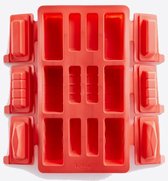 Lékué bakvorm voor 6 rechthoekige mini buches uit silicone rood 29x17x3.6cm
