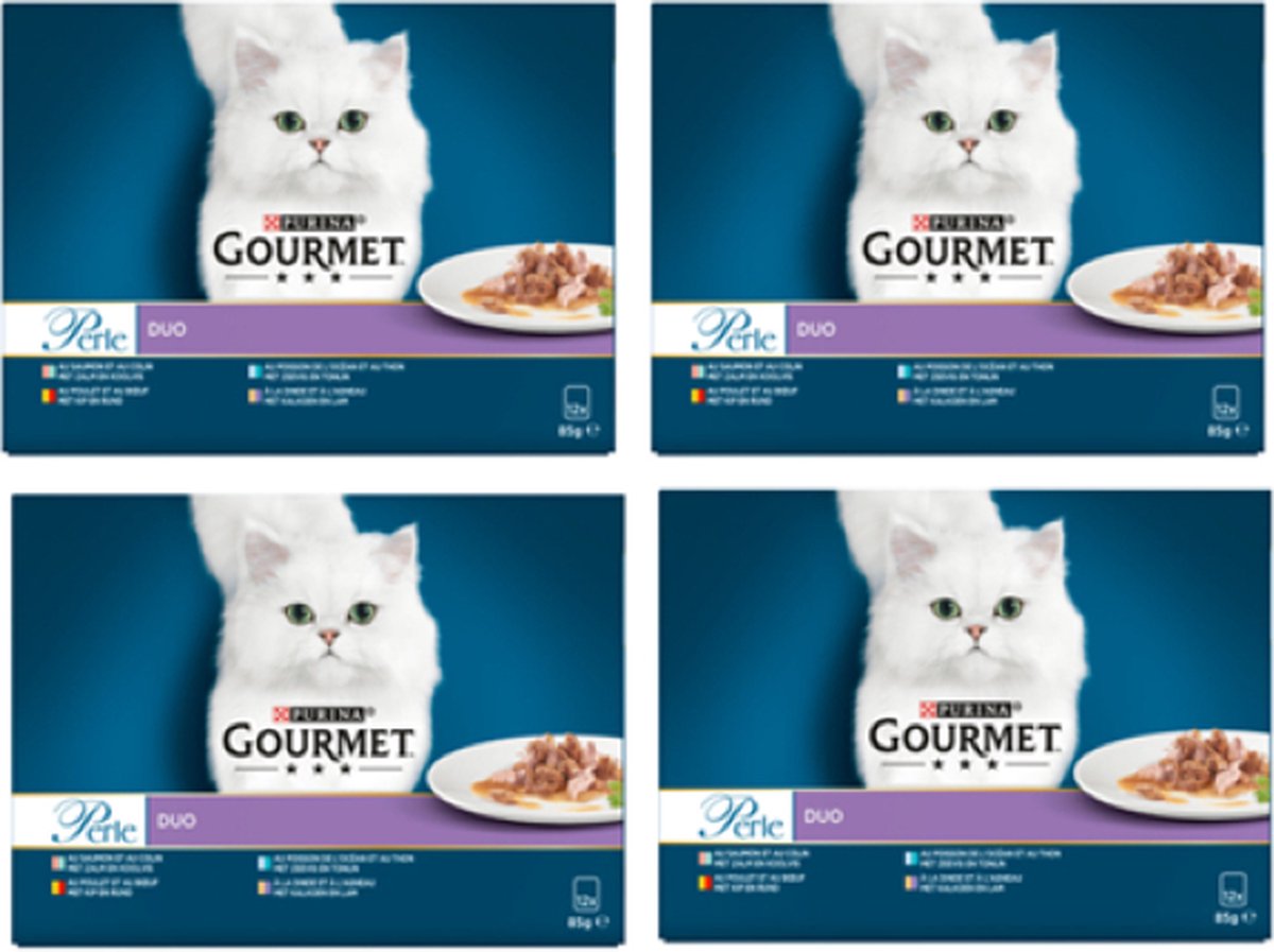 Gourmet Gourmet Perle - Land en Zee Duo - Rund & Kip - Kattenvoer - 12x85g