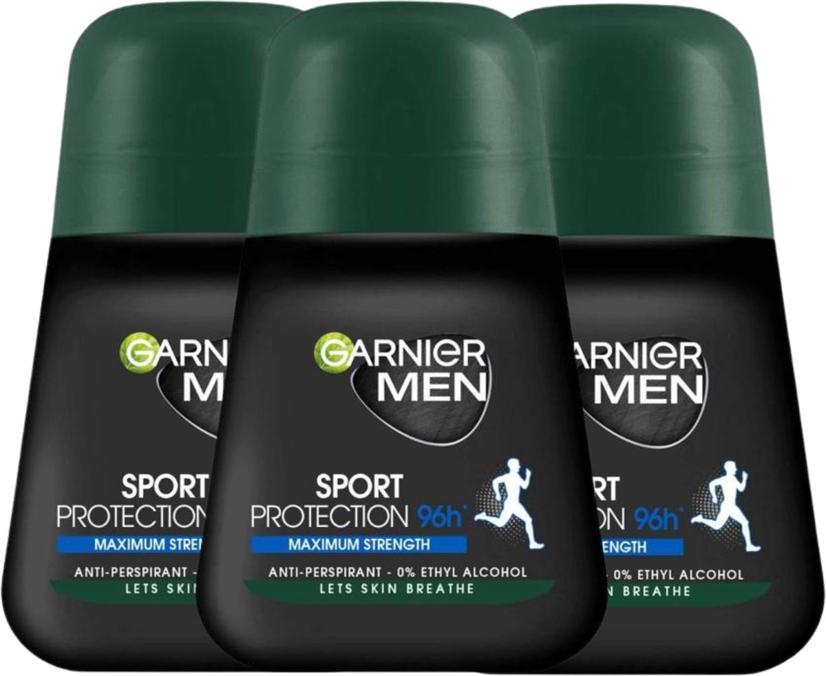 Goedkoopste Garnier Men Deodorant Roll-On Sport Protection 96h Anti-Perspirant Deodorant Roller - 3 X 50ml - Deodorant Man