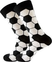 Chaussettes Winkrs - Chaussettes de Chaussettes de football - Imprimé football - Voetbal - Zwart/ Wit Taille 40 à 46