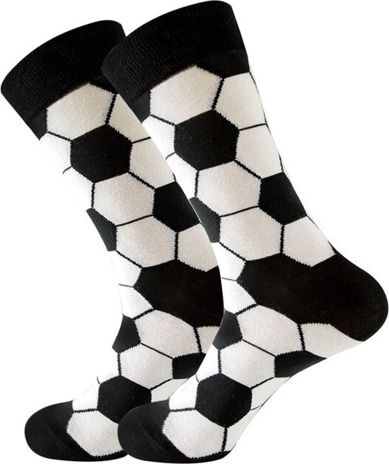 Sokken met Voetballen - Grappige voetbalsokken Mannen met Zwart/Wit ballen - Maat 40 t/m 46 - Sport - Cadeau voor voetballiefhebber