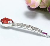 Alina Almond ruby - Elegante Schuifspeld haarspeld met strass steentjes  18k lichtgoud diamant met bloem - set van 2 - haaraccessoire vrouwen meisjes