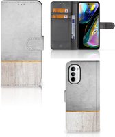 Smartphone Hoesje Motorola Moto G52 | Moto G82 Magnet Case Cadeau voor Vader Wood Concrete