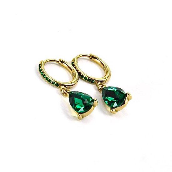 Boucles d'oreilles d'Oreilles Buddha Ibiza Pierres Vert Emerald | Or