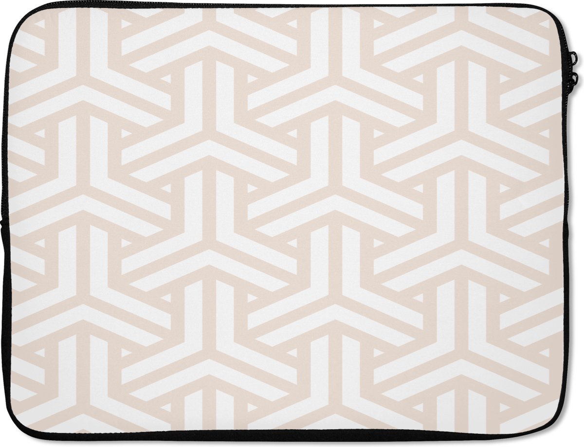 Laptophoes - Laptoptas - Design - Laptop - Lijn - Driehoek - Beige - 15 6 Inch - Laptop cover