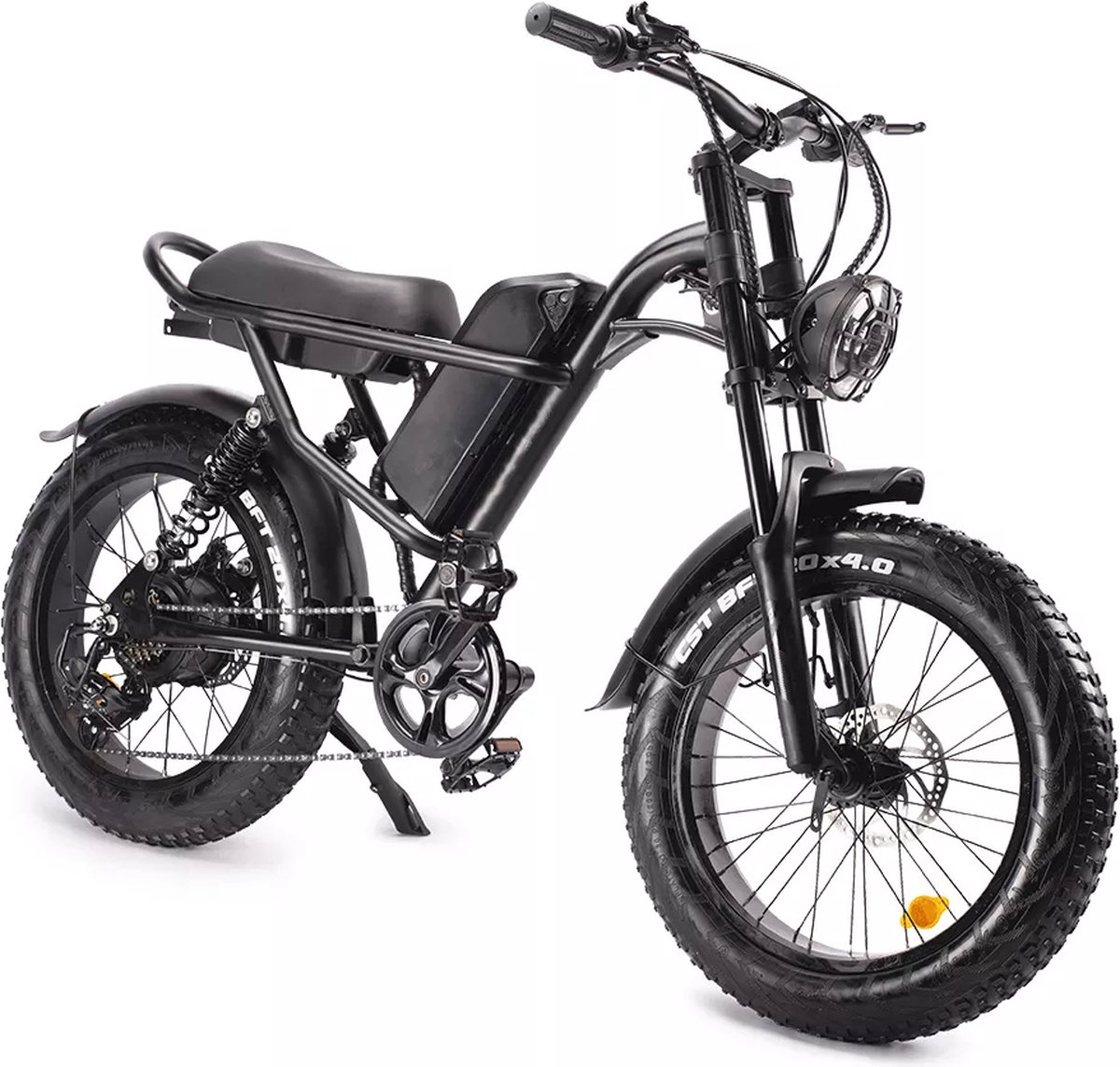 Merkloos Sans marque Elektrische Fiets | 45km u | Retro E bike | 20 Inch Fat Tire | 7 Speed Shimano | 500W Motor | 15Ah | Carbon Staal Zwart - Thumbnail 3