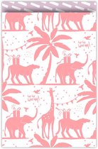 cadeauzakjes Jungle Roze 17.5 x 25 cm papieren zakjes met contrasterende binnenkant 10 stuks