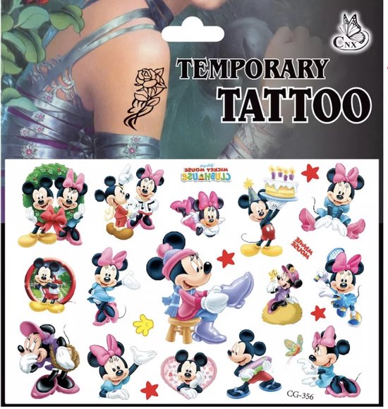 logica kwaadaardig Raap bladeren op Minnie Mouse en Mickey Mouse Tattoo - Tijdelijke Tattoo - Plak Tattoo -  Tattoo -... | bol.com