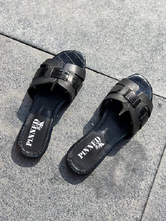 Pinned By K -Slipper Olivia - Black - Leren Slippers - Zwart Real Leather -  Maat 36 | bol.com