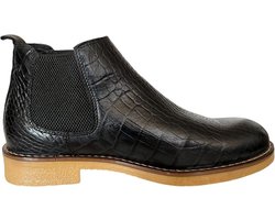 Leren schoenen- Heren Laarzen- Chelsea boots- Heren schoenen- Exclusief Stoere Mannen laarzen- Enkellaarsje 506- Leather- Zwart- Maat 42