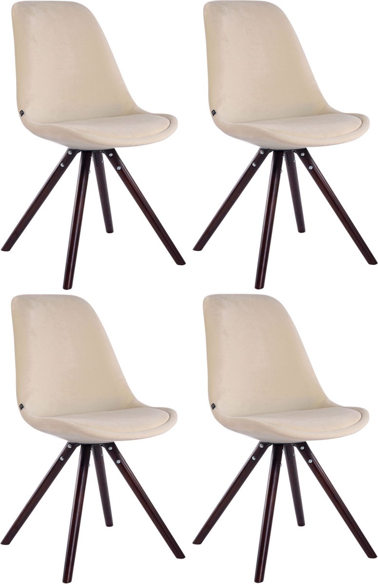 CLP Toulouse Set van 4 Stoelen - Rond frame - Fluweel creme cappuccino